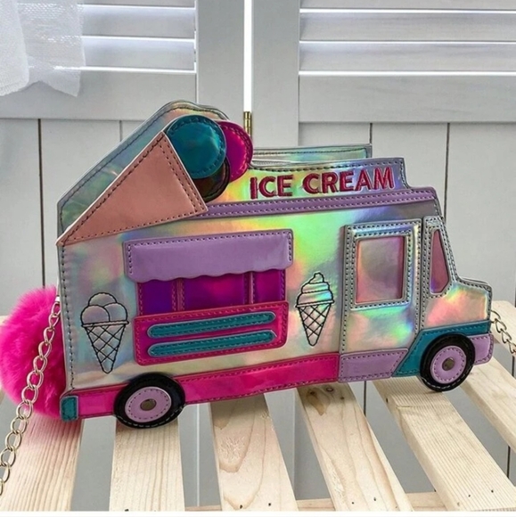 Icecream Handbags - Holographic Ice Cream Truck Crossbody Bag